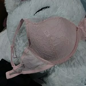 Pink lace bra